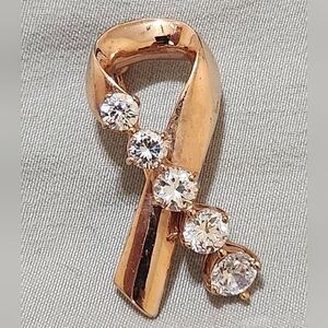 Kenneth Jay Lane Rose Gold Pink Ribbon Brooch